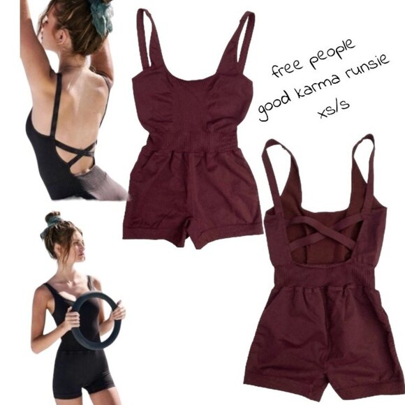 Free People Good Karma Runsie Red Purple Wine XS S - Picture 3 of 14